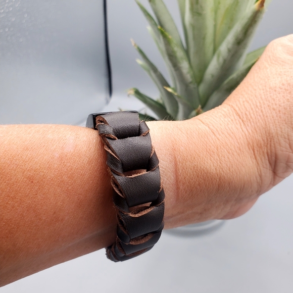 Inox 316 L Dark Brown Leather Mens Bracelet Metal Buckle - Picture 8 of 10